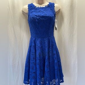 City Studio blue lace dress, size 0, NWT, party, sleeveless
